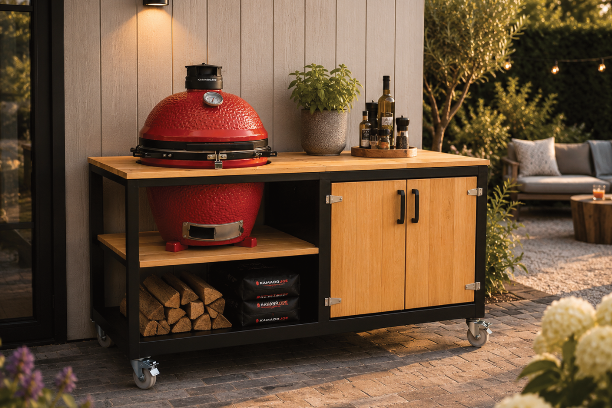 Kamado BBQ meubel: stijlvolle buitenkeuken voor elke tuin