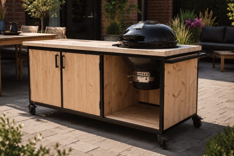 BBQ tafel op maat in de tuin klaar voor de winter